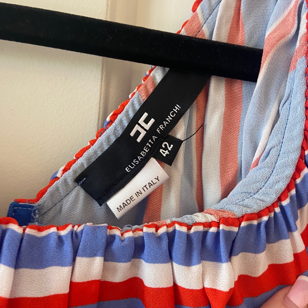 Elisabetta Franchi Womens Blue & Red Striped Jumpsuit Size 42 Italy - Picture 4 of 7